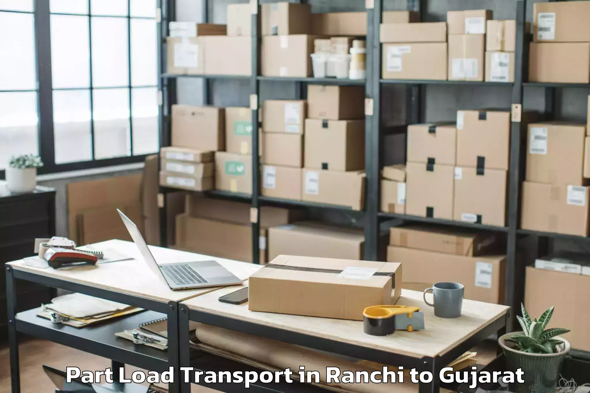 Professional Ranchi to Udhana Part Load Transport